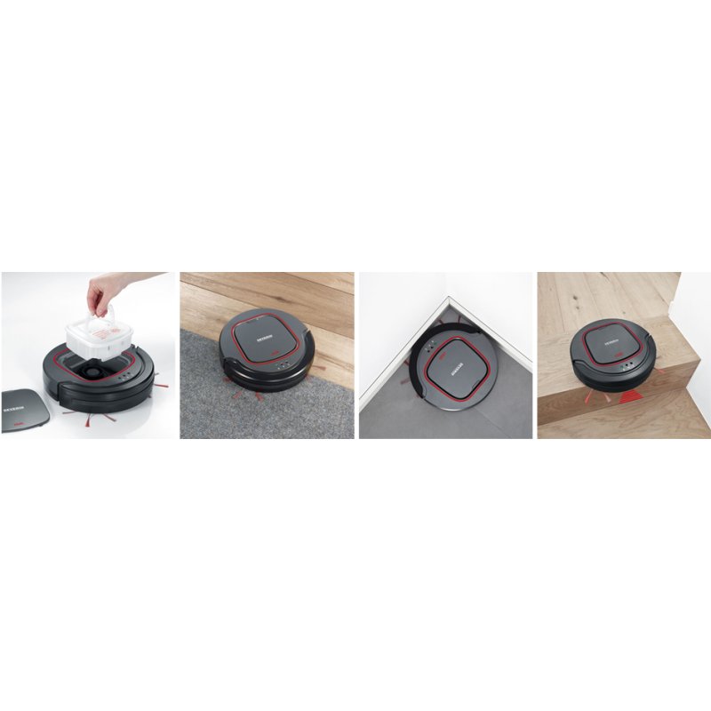 SEVERIN robot vacuum cleaner Chill RB 7025, black/red, 100 m², 90 min runtime